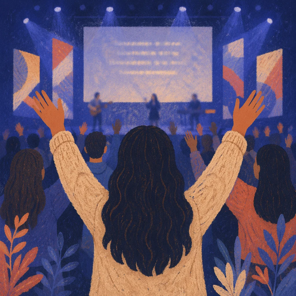 Contemporary Worship Projection Screen with Raised Hands