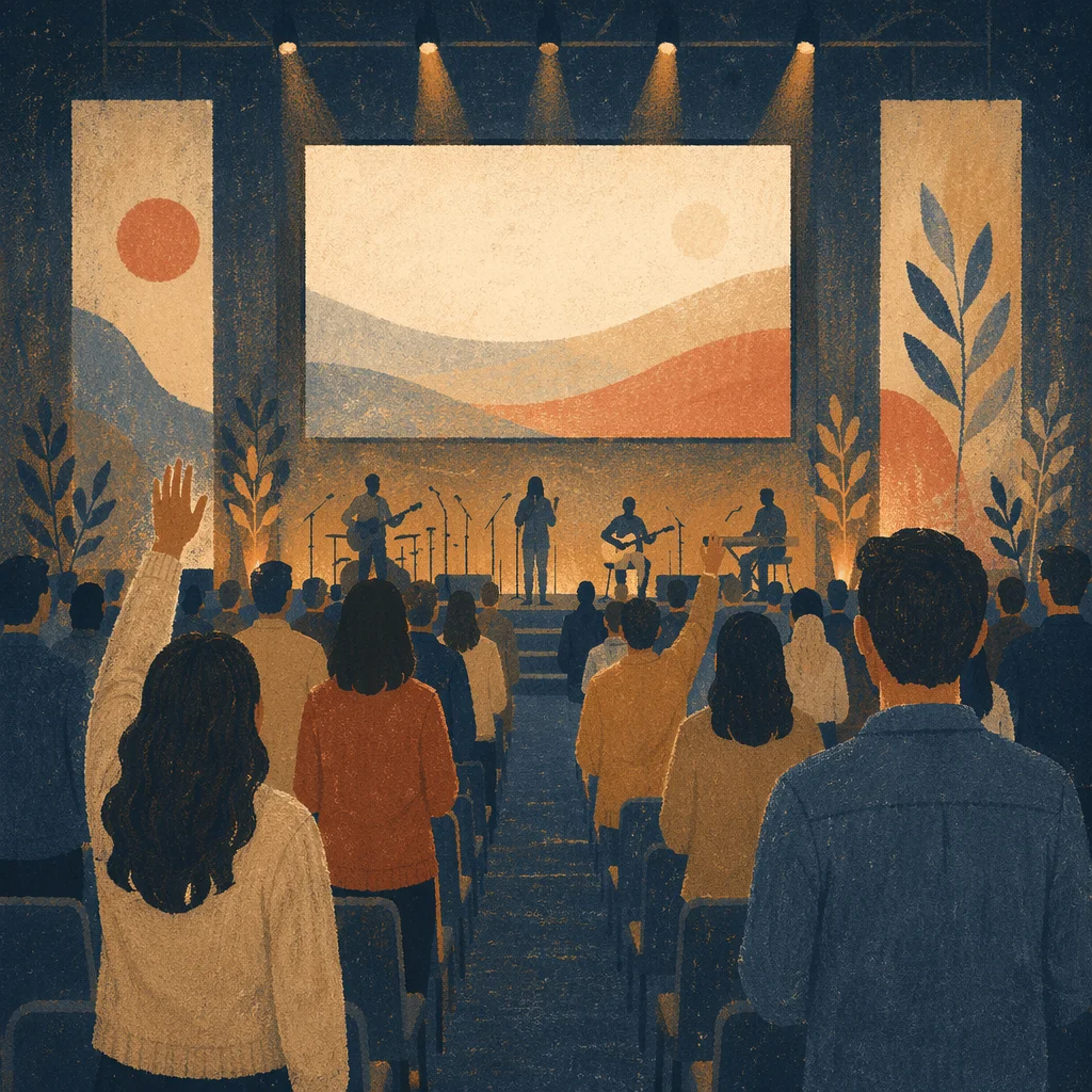 Contemporary Worship Screen in Modern Church
