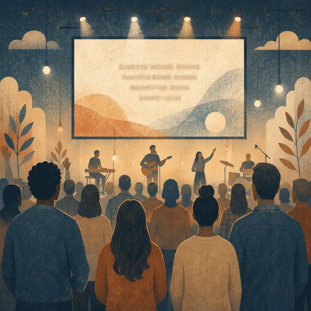 Contemporary Worship Projection Screen in Church