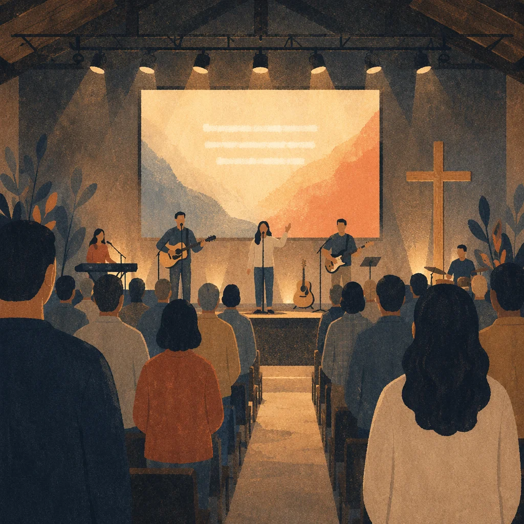Contemporary Worship Projection Screen in Church