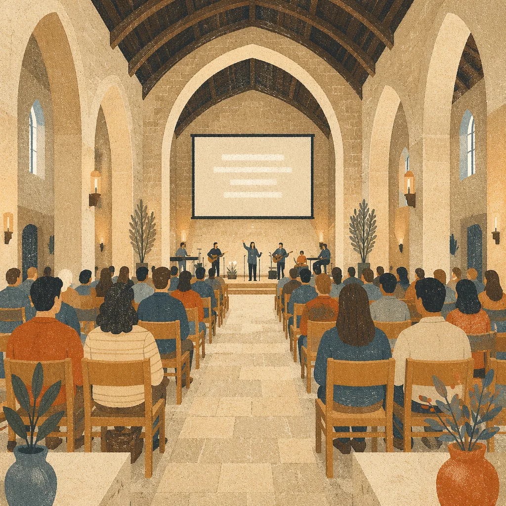 Contemporary Worship Screen in Stone Sanctuary