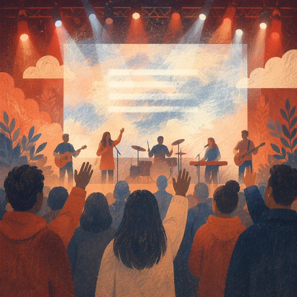 Contemporary Worship Projection Screen With Raised Hands