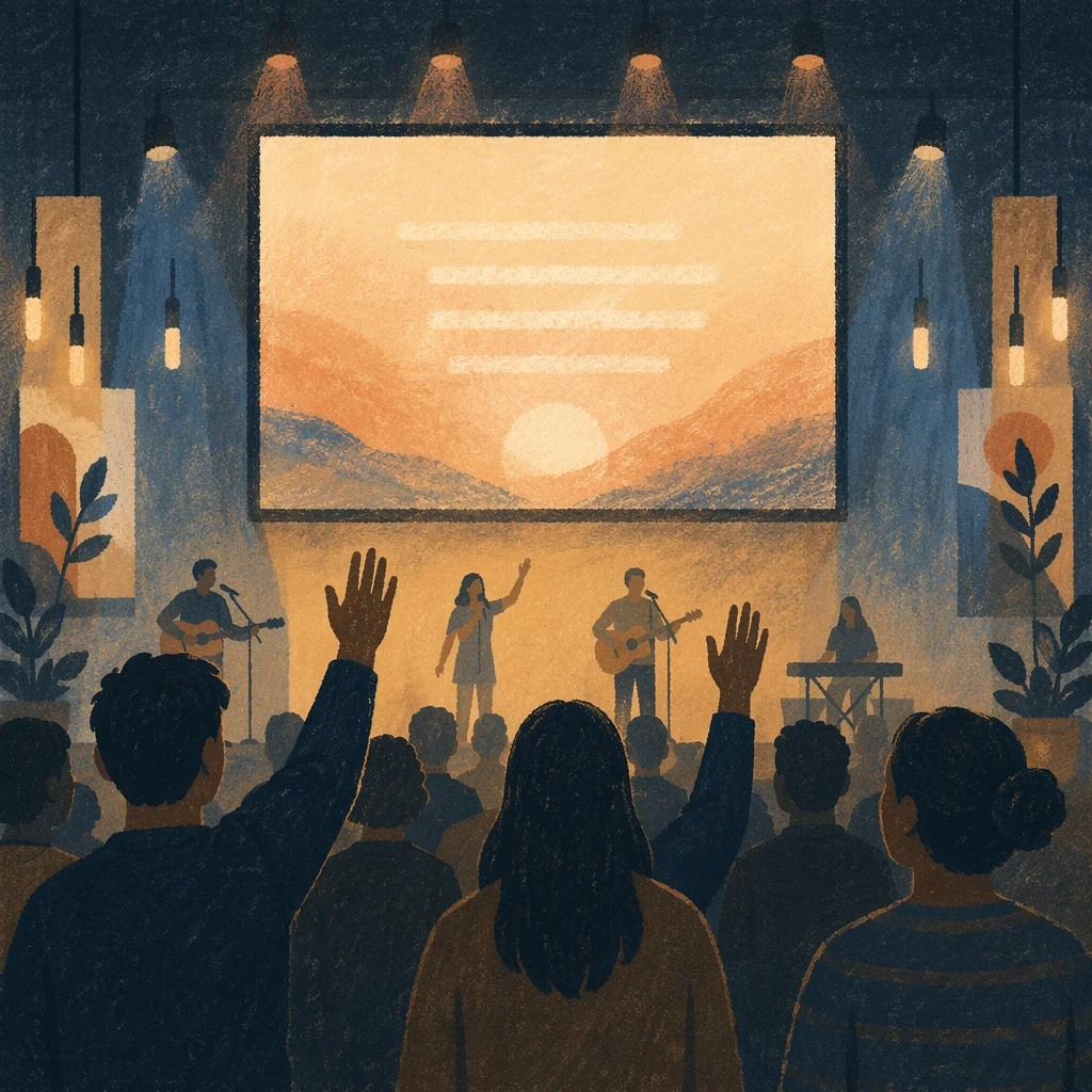 Contemporary Worship Projection Screen in Church