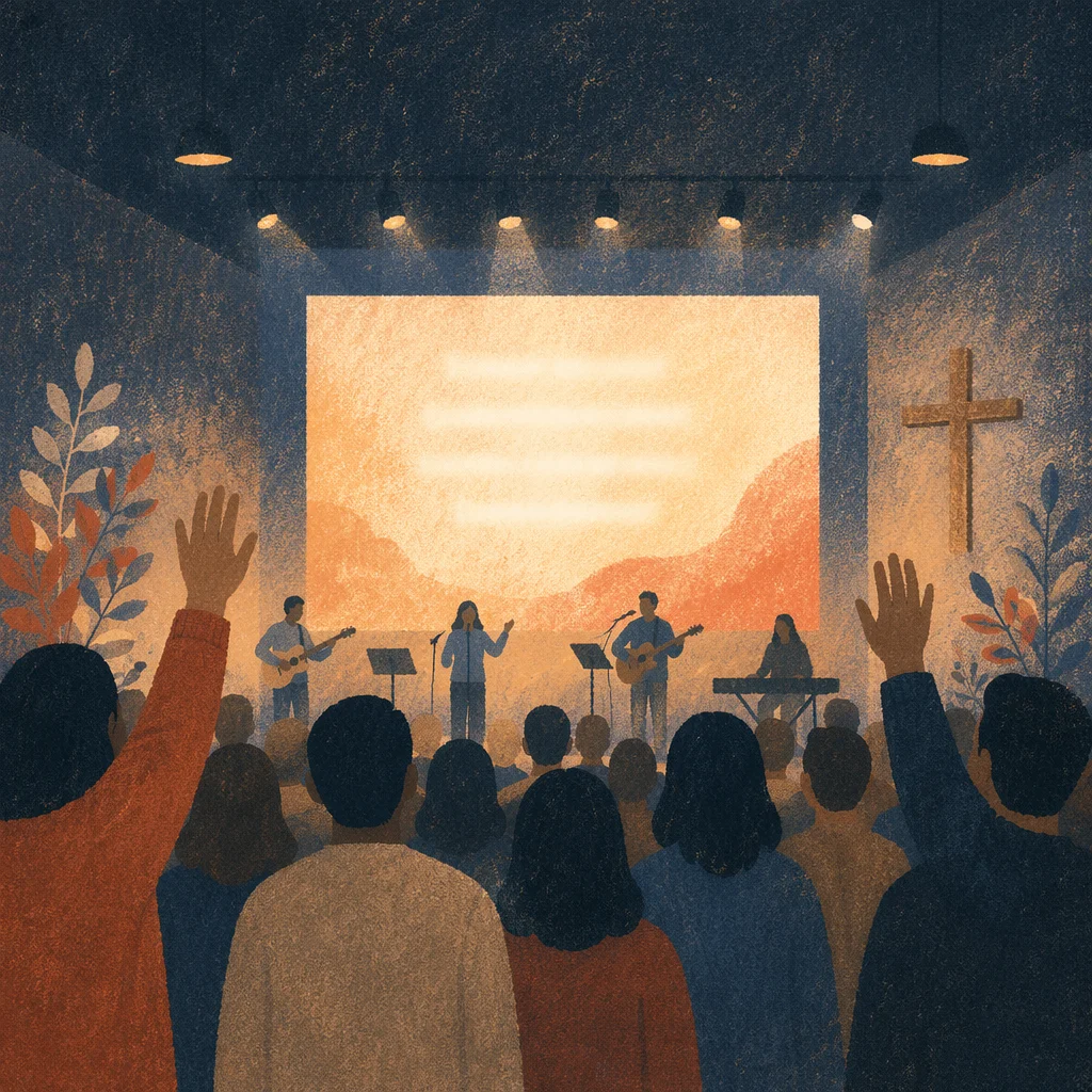 Contemporary Worship Projection Screen in Church