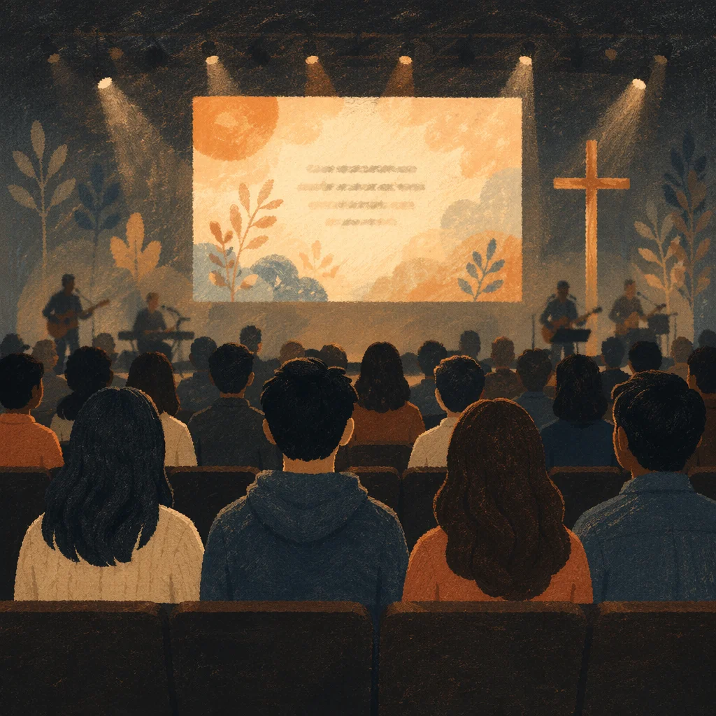 Contemporary Worship Screen in Modern Church