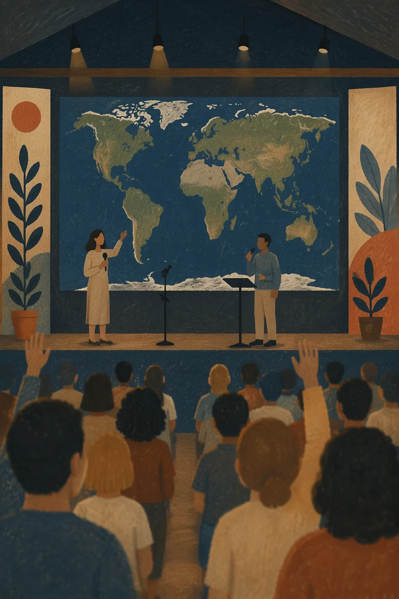 Contemporary Worship Screen with World Map