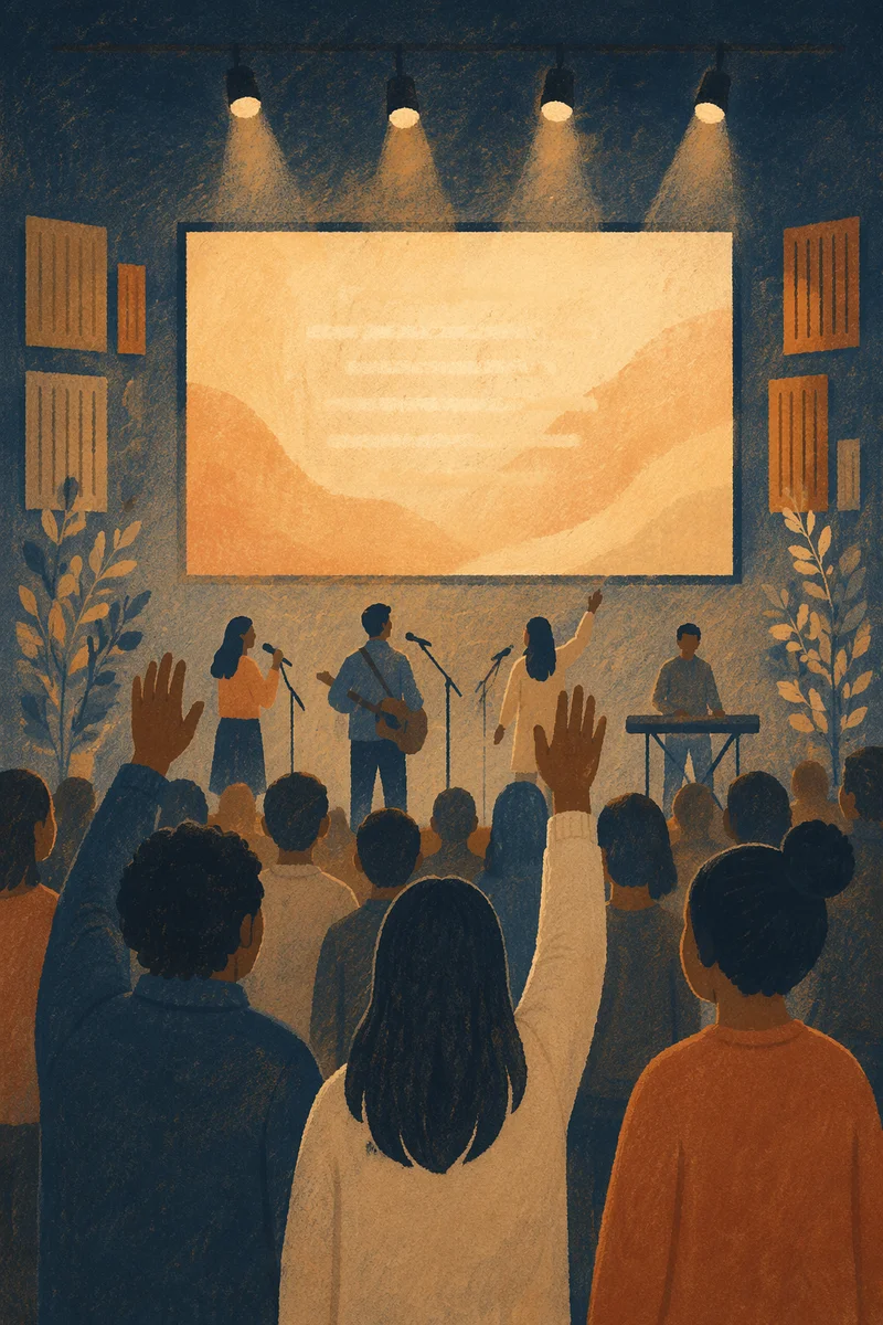 Contemporary Worship Projection Screen in Modern Church
