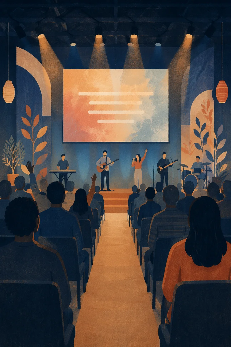 Contemporary Worship Screen in Modern Auditorium