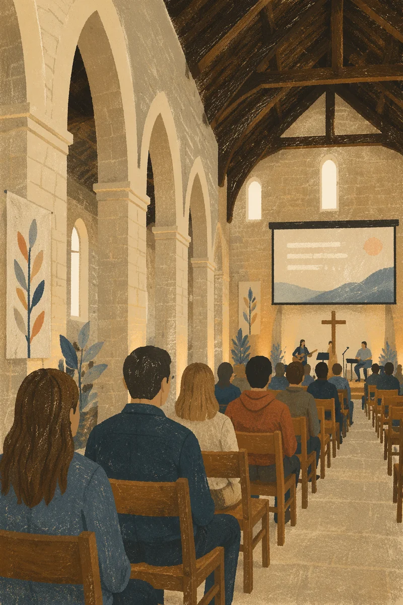 Contemporary Worship Screen in Stone Sanctuary