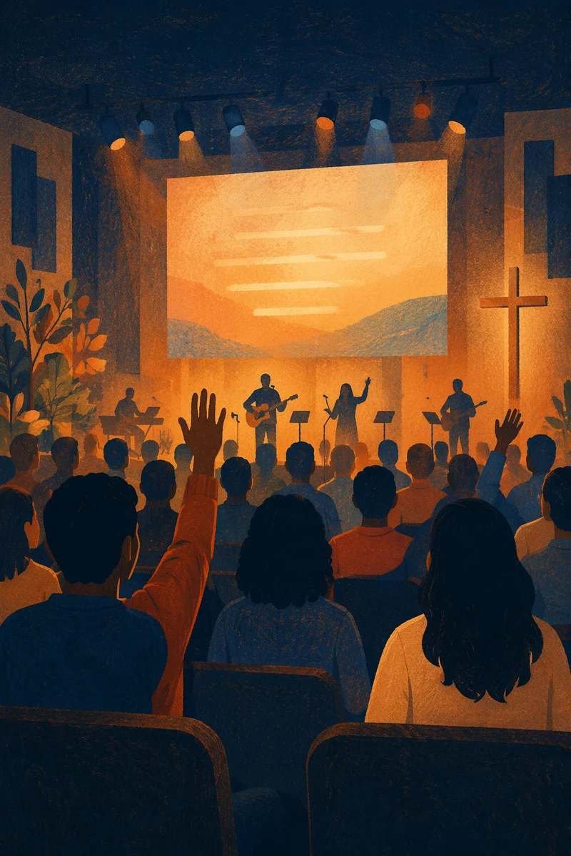 Contemporary Worship Projection Screen in Evening Service
