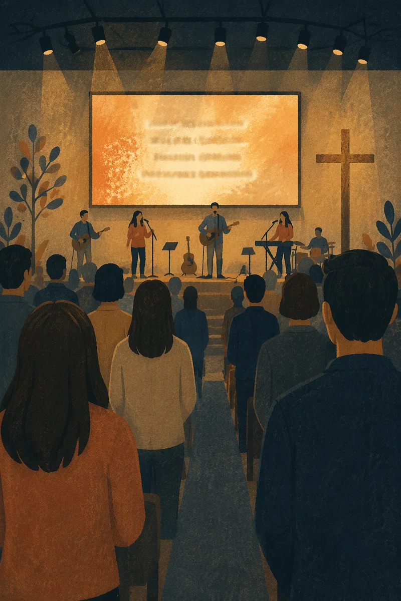 Contemporary Worship Projection Screen in Church