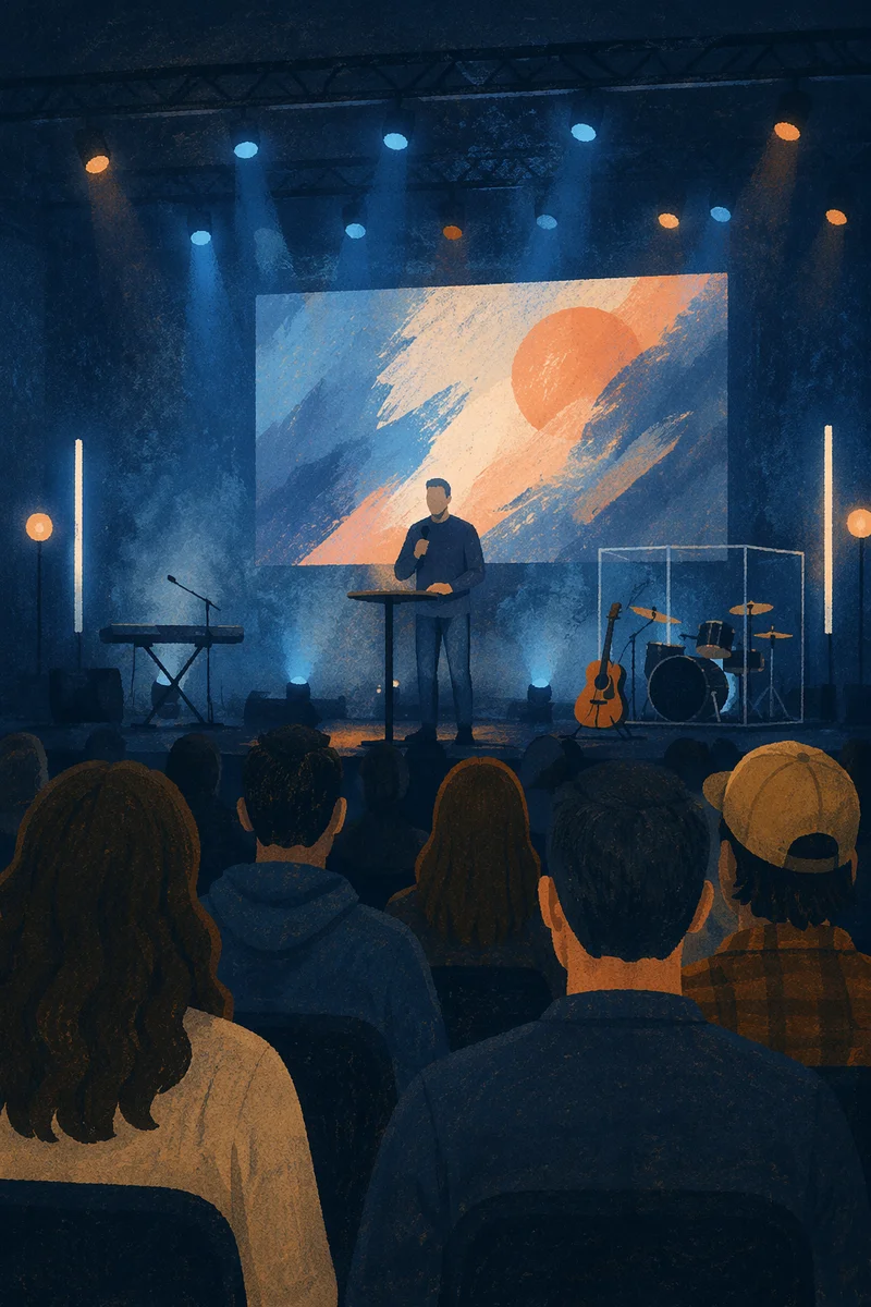 Contemporary Worship Projection Screen in Church
