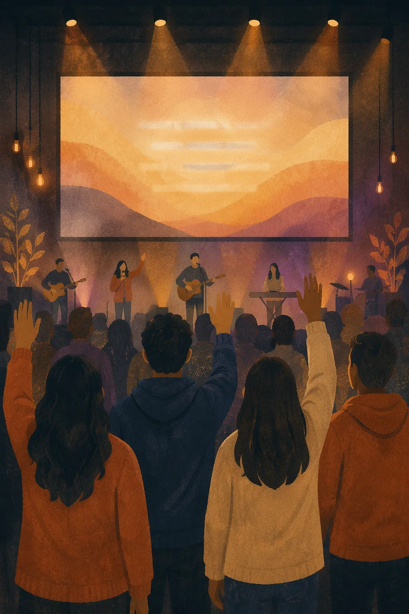 Contemporary Worship Projection Screen in Church