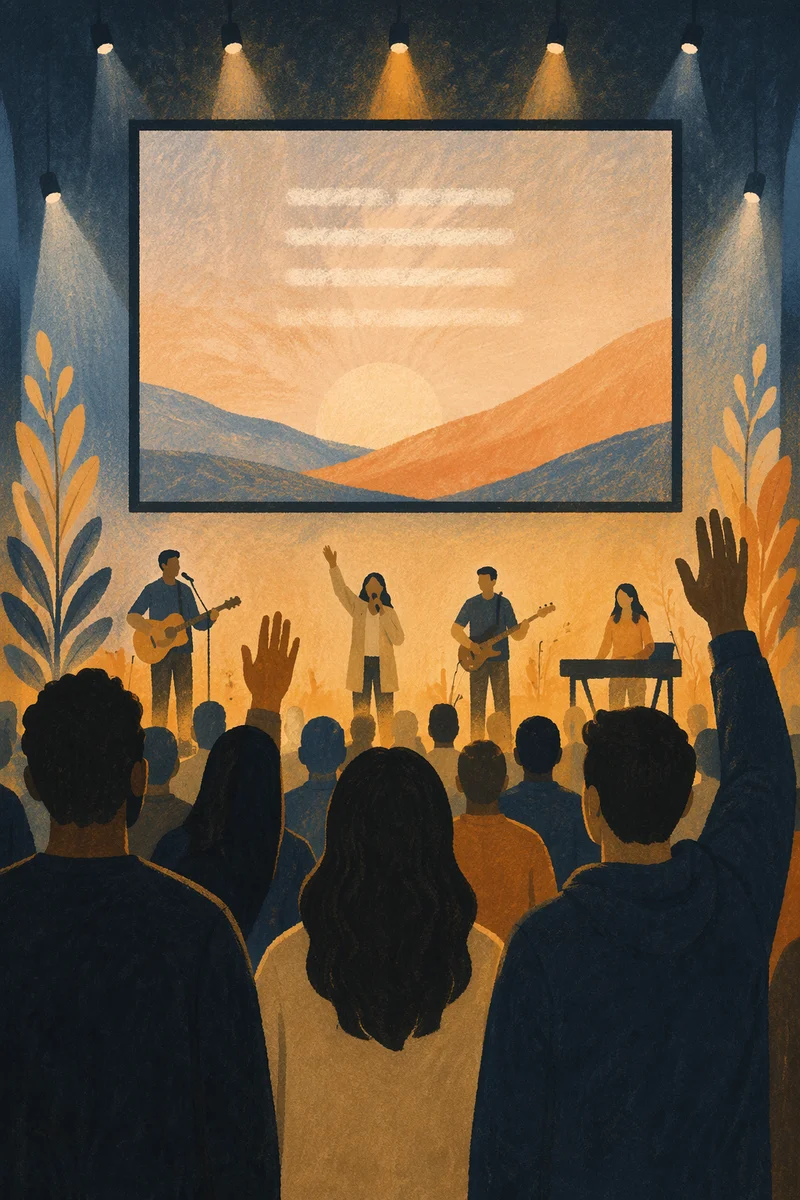 Contemporary Worship Projection Screen with Silhouettes