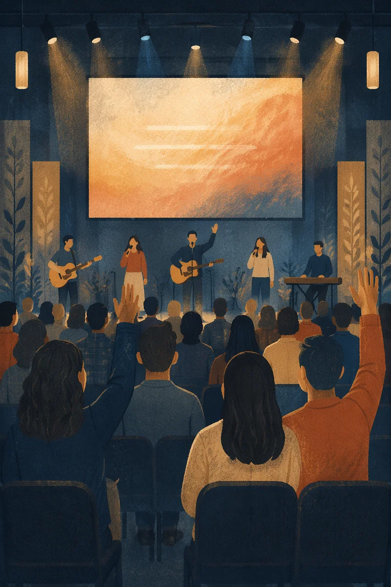 Contemporary Worship Projection Screen in Church