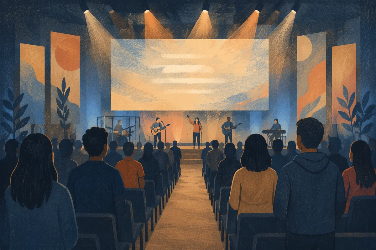 Contemporary Worship Projection Screen in Church
