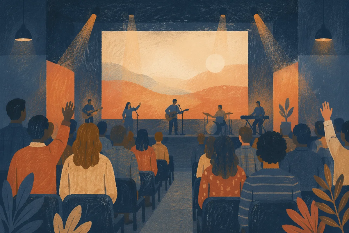 Contemporary Worship Projection Screen in Modern Church