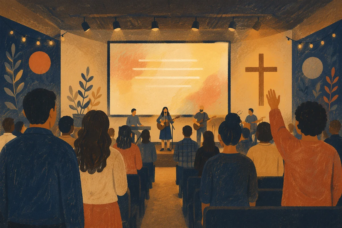 Contemporary Worship Projection Screen in Church