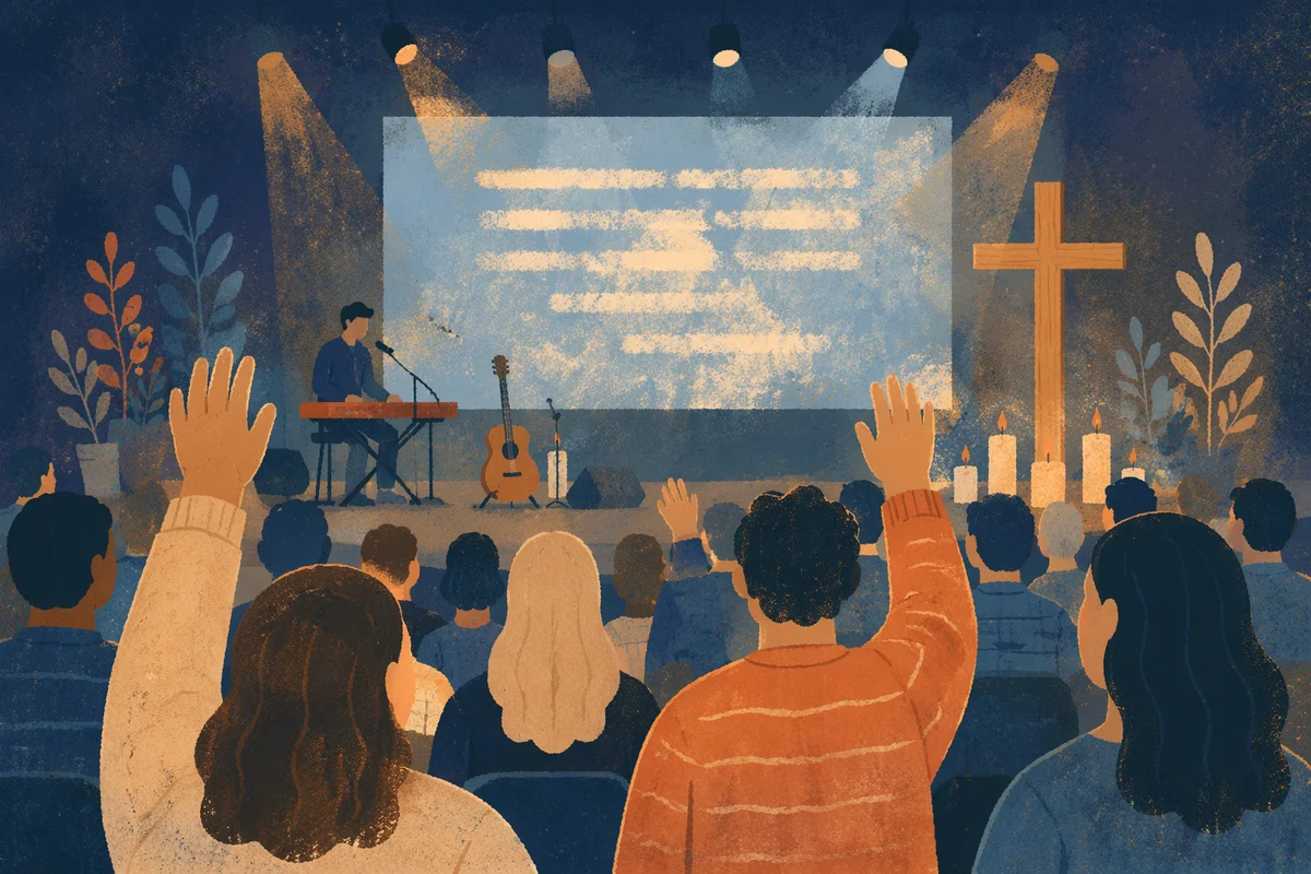 Contemporary Worship Projection Screen in Church Auditorium