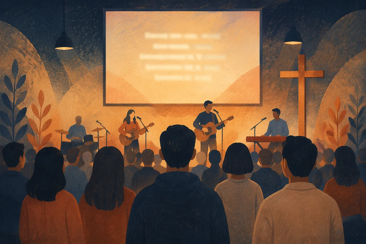 Contemporary Worship Projection in Dim Hall