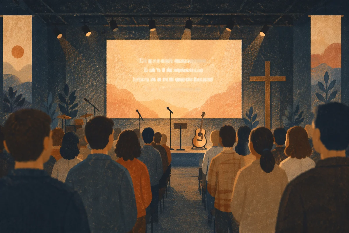 Contemporary Worship Projection Screen in Church