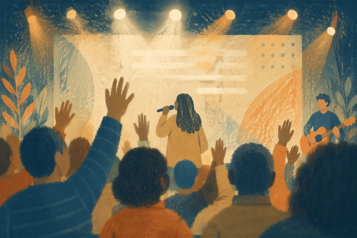 Contemporary Worship Projection Screen in Modern Church