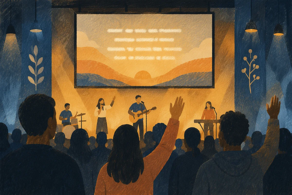 Contemporary Worship Projection Screen in Warm Haze