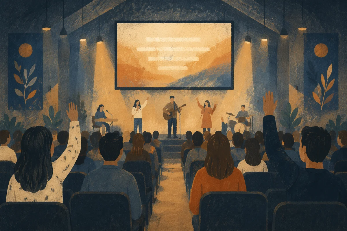 Contemporary Worship Projection Screen in Church