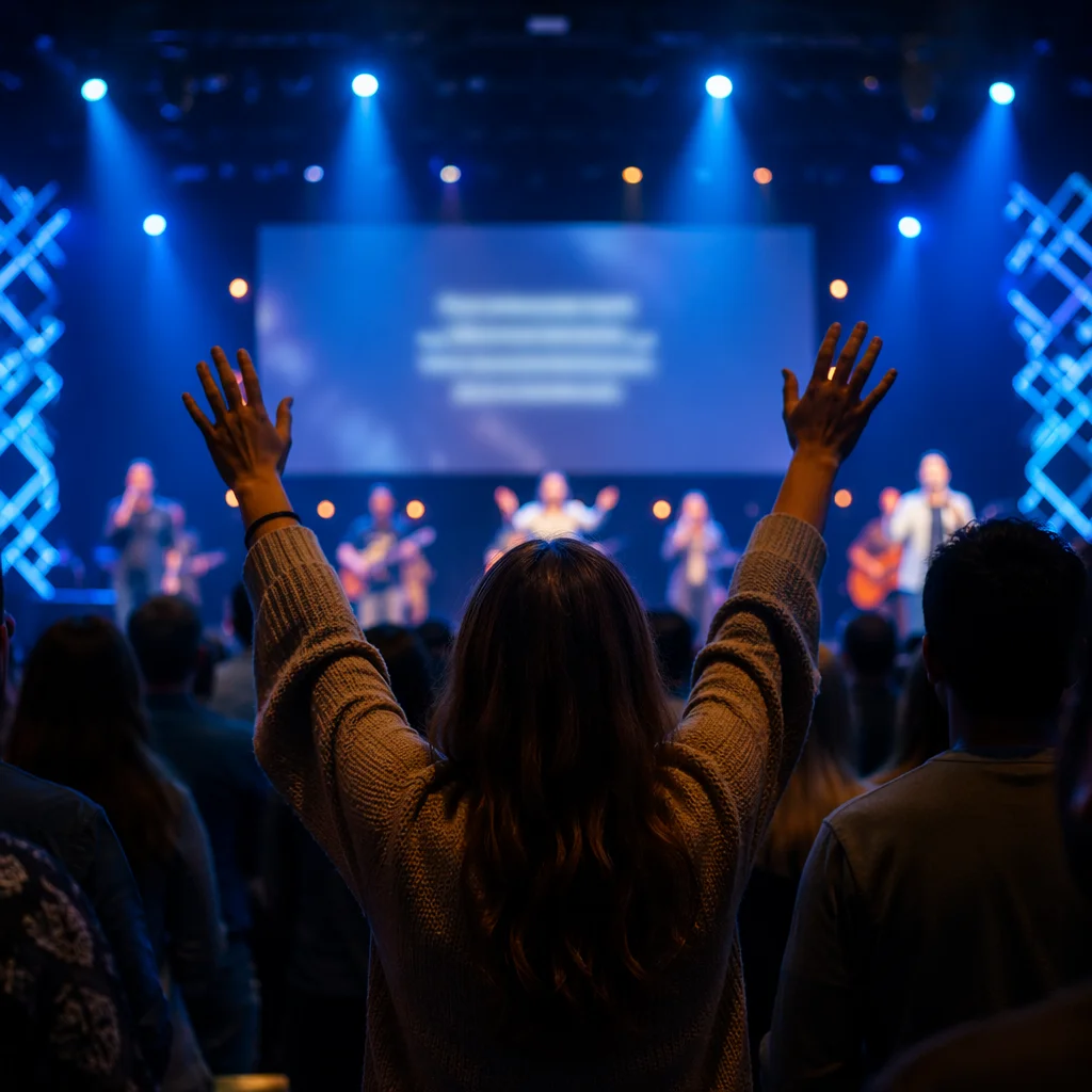 Contemporary Worship Projection Screen in Church