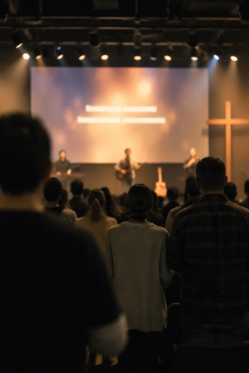 Contemporary Worship Projection Screen in Church