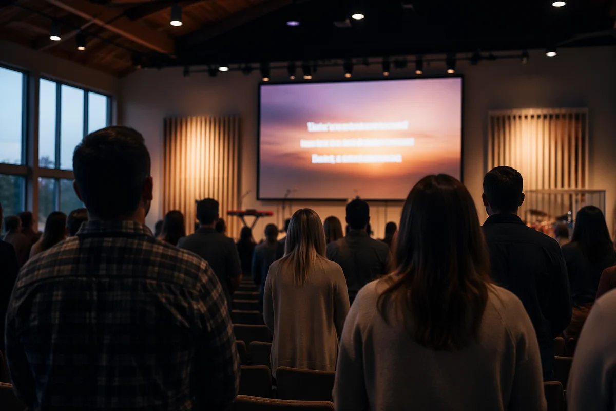 Contemporary Worship Projection Screen in Church
