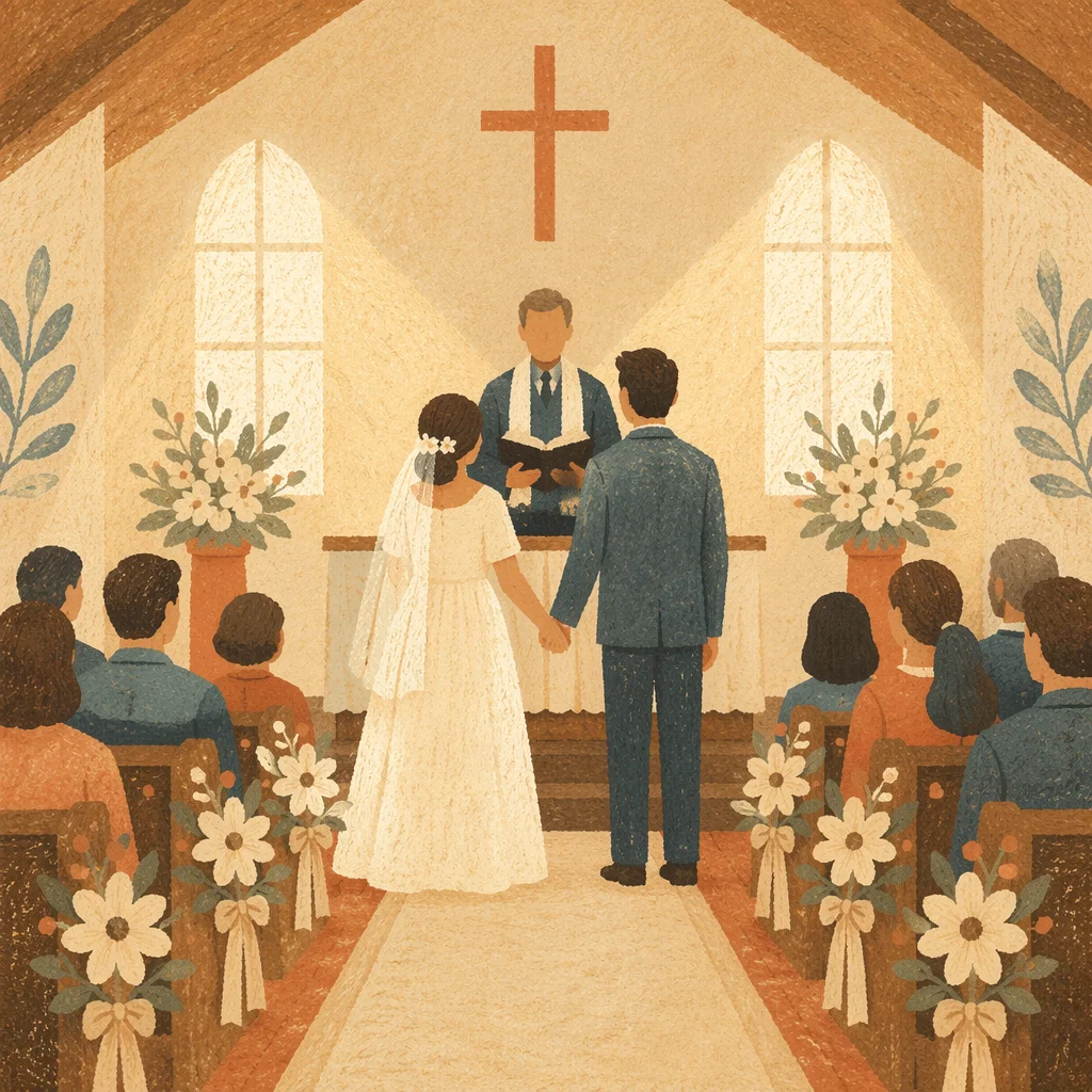 Couple Exchanging Vows Before Pastor