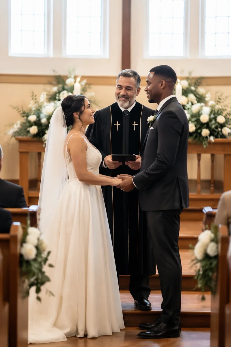 Couple Exchanging Vows in Church