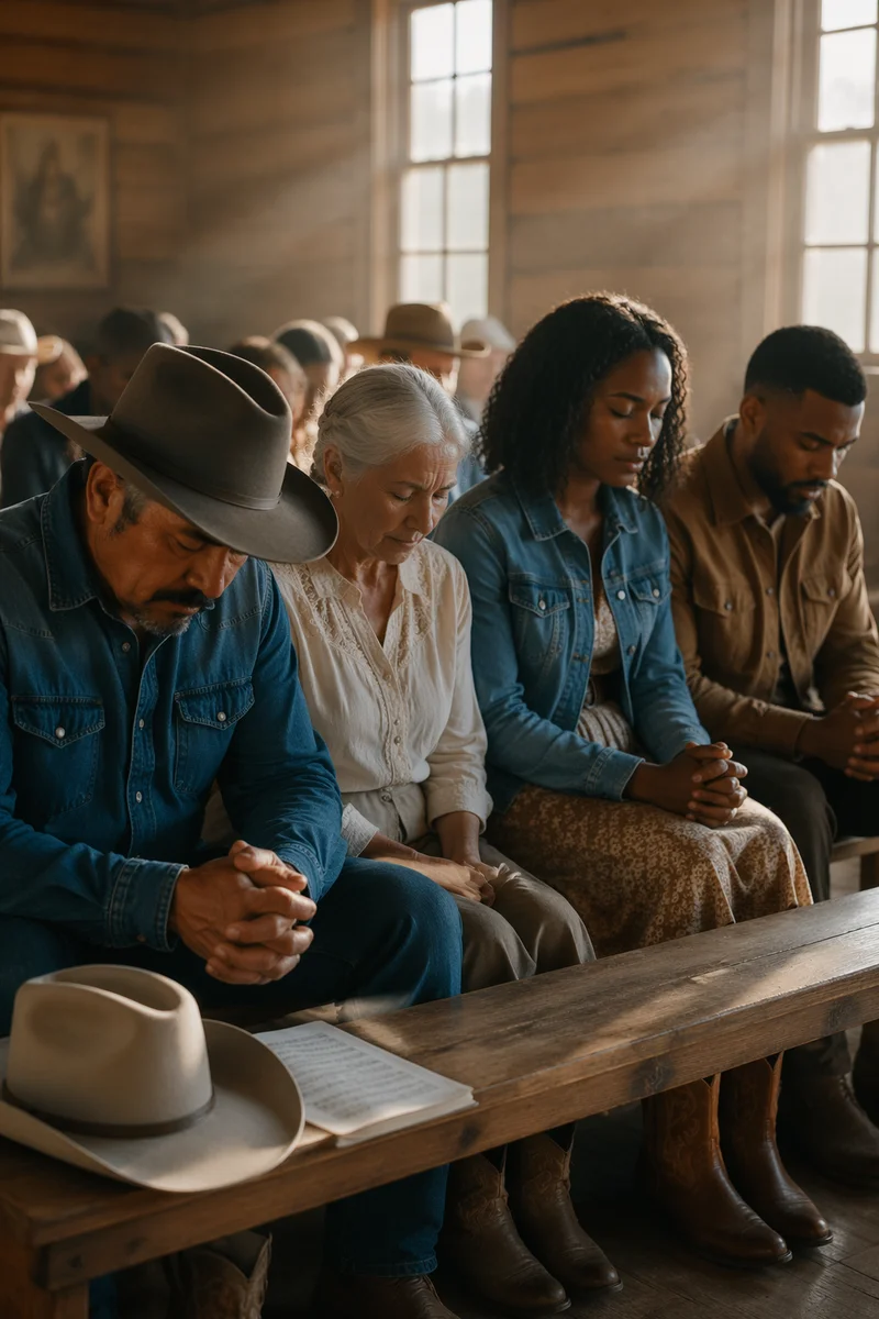 Quiet Prayer in Rustic Rural Chapel