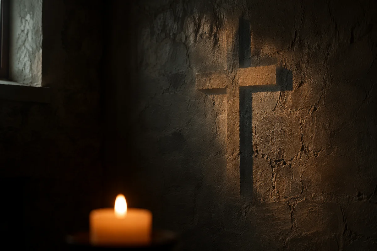 Dark Chapel Wall With Subtle Cross
