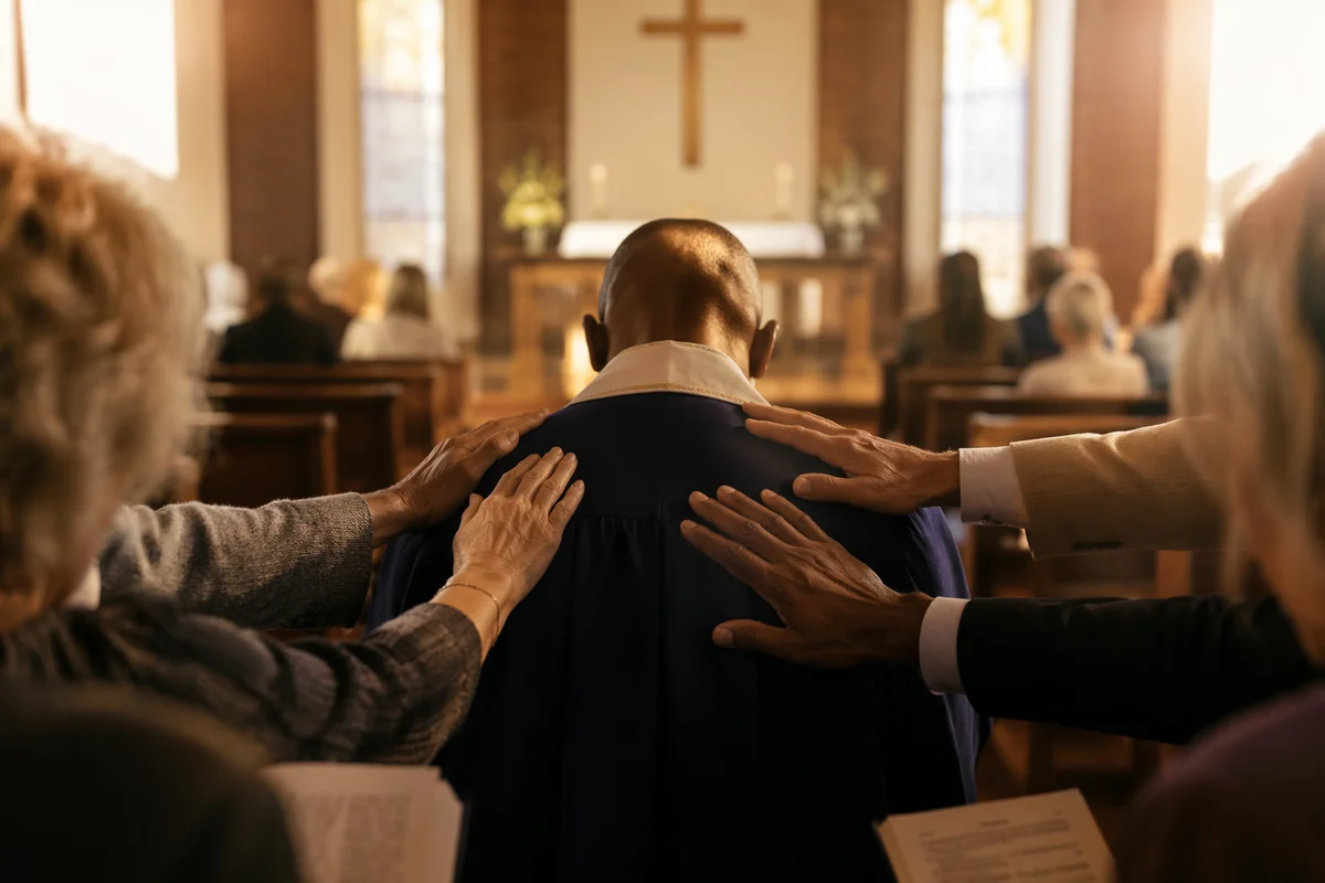 Deacon Commissioning Prayer in Church Sanctuary