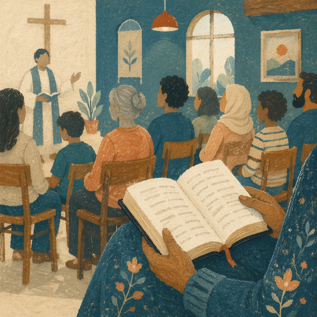 Diverse Congregation Worship in Warm Chapel