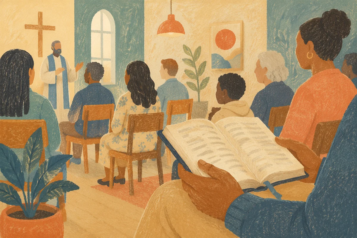 Diverse Congregation Worshiping in Contemporary Chapel
