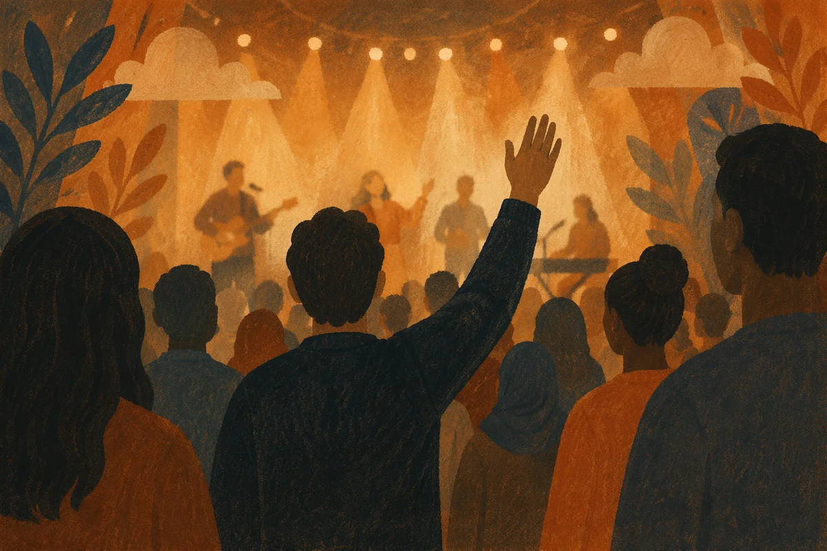 Diverse Congregation Worship in Warm Church Light