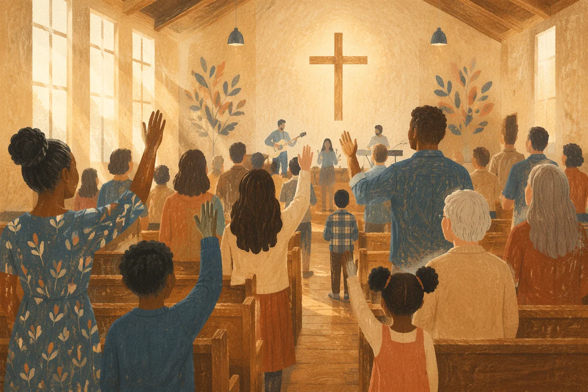Diverse Congregation Worshiping in Warm Sanctuary