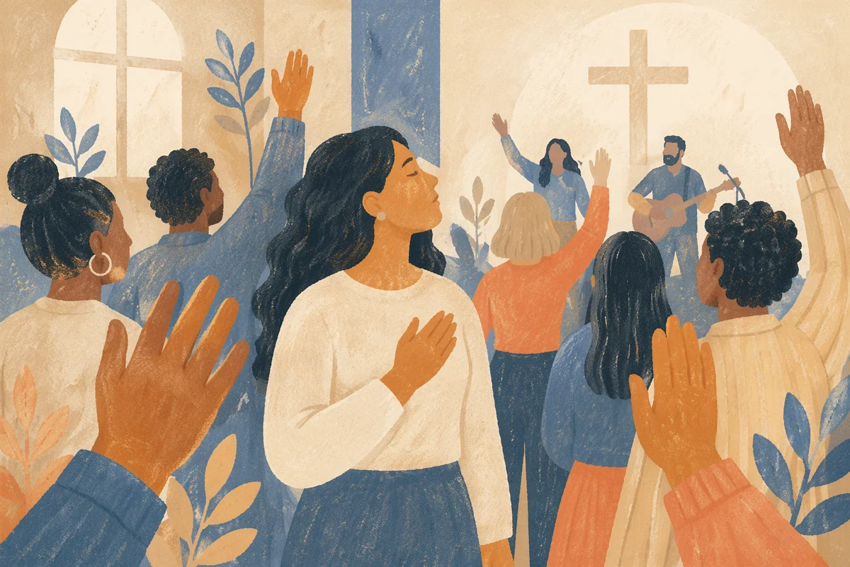 Diverse Congregation Worshiping in Modern Sanctuary