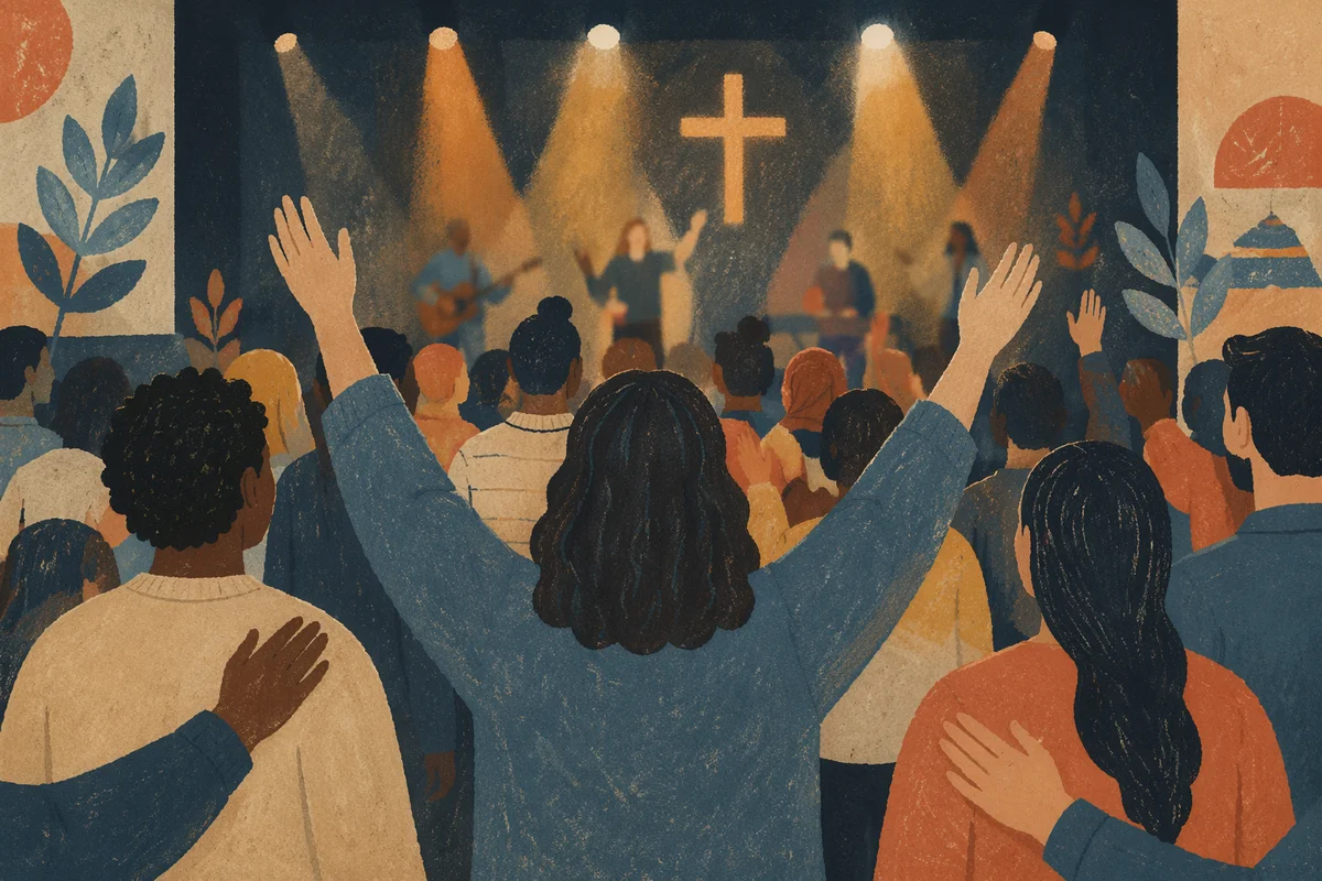 Diverse Congregation Worshiping in Warm Sanctuary
