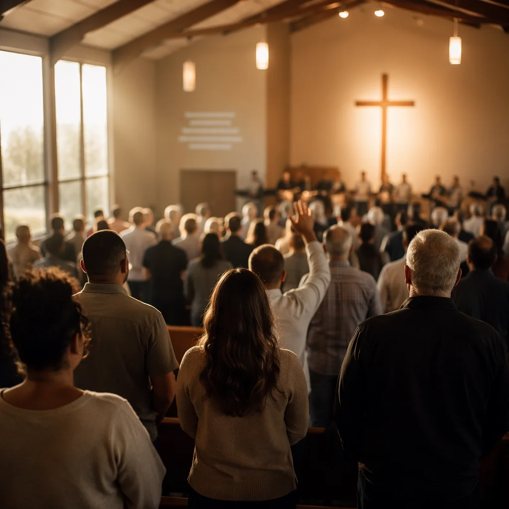 Diverse Congregation Worshiping in Warm Sanctuary