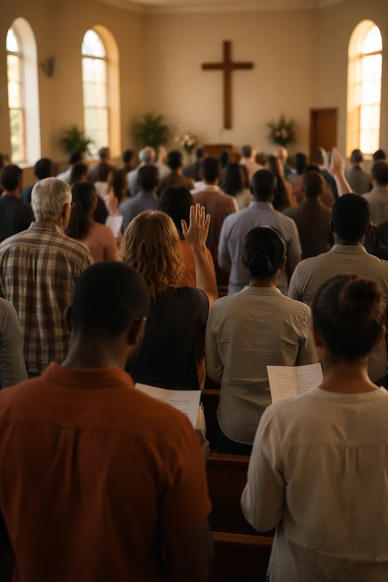 Diverse Congregation Worshiping in Warm Sanctuary
