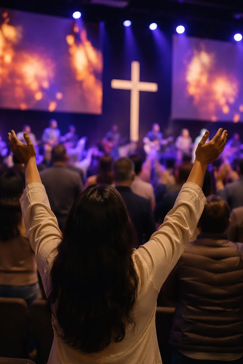 Diverse Congregation Worshiping in Modern Sanctuary