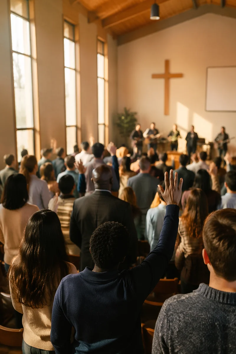 Diverse Congregation Worshiping in Warm Chapel