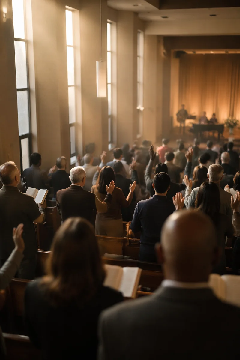 Diverse Congregation Worshiping in Morning Sanctuary