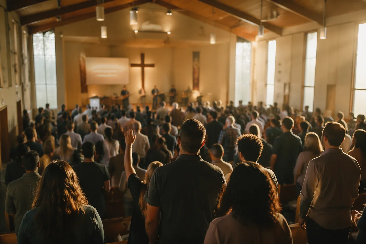 Diverse Congregation Worshiping in Warm Sanctuary