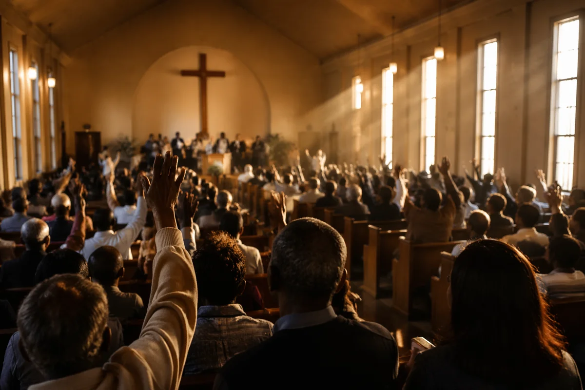 Diverse Congregation Worshiping in Warm Sanctuary
