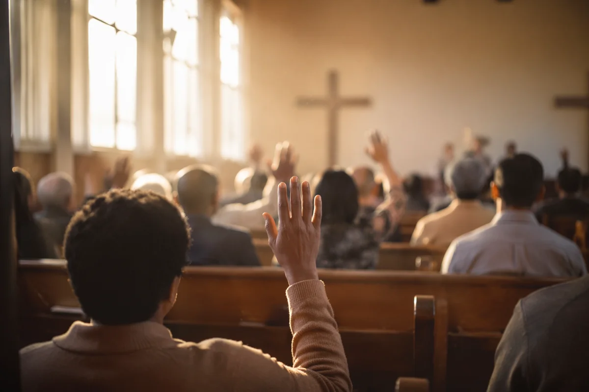 Diverse Congregation Worshiping in Warm Sanctuary